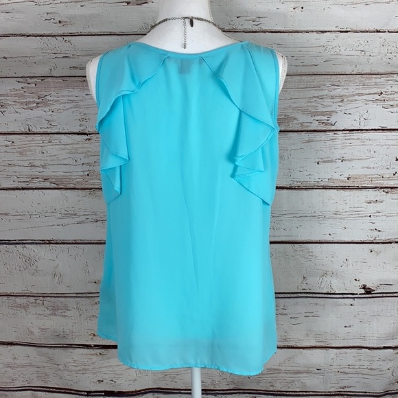 Zac & Rachel Teal Cold Shoulder Blouse M - Picture 4 of 10